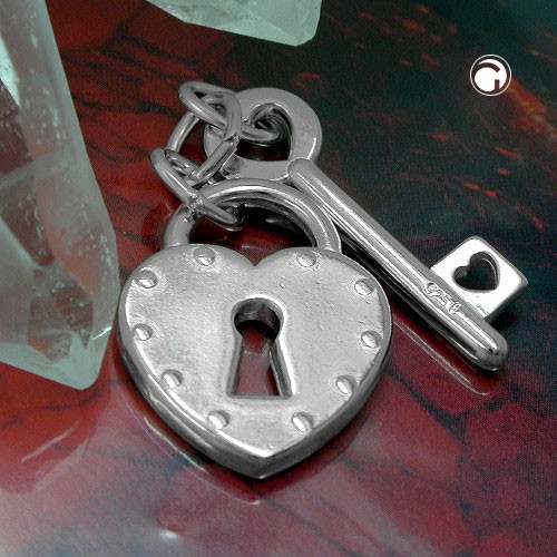 Anhänger Herz Schloss mit Schlüssel 925 Silber