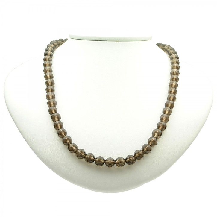 Kette aus Rauchquarz und 925 Silber facettiert