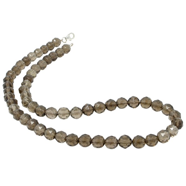 Kette aus Rauchquarz und 925 Silber facettiert