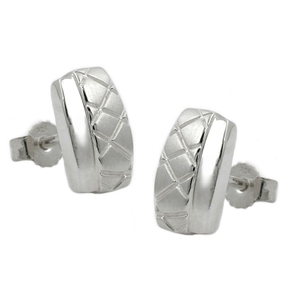 Stecker Ohrstecker Viereck X matt-glänzend aus echtem 925 Silber Damen