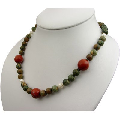 Kette aus Jaspis und 925 Silber