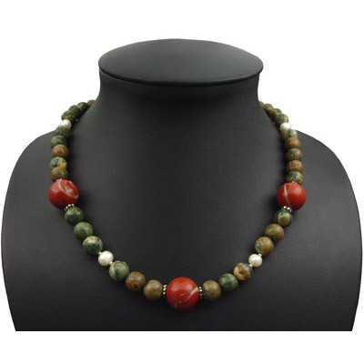 Kette aus Jaspis und 925 Silber