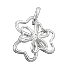 Anhänger Kleeblatt mit Zirkonia aus echtem 925 Silber Silberanhänger Glückszeichen