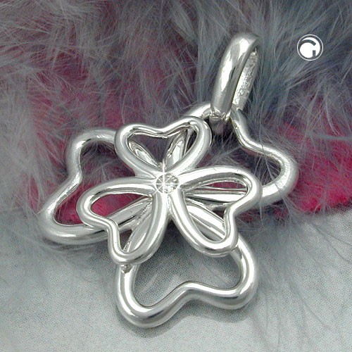 Anhänger Kleeblatt mit Zirkonia echtes 925 Silber