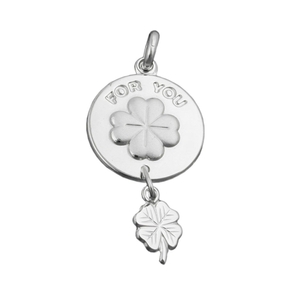 Anhänger Kleeblatt mit FOR YOU graviert 925 Silber Silberanhänger Glückszeichen
