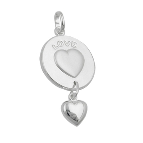 Anhänger Herz mit LOVE eingraviert 925 Silber Silberanhänger für Damen