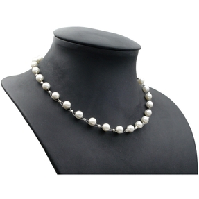 Perlenkette Kette Collier Halskette aus Muschelkernperlen Perlen creme-weiß Damen Perlenkette Kette Collier Halskette aus Muschelkernperlen Perlen creme-weiß Damen