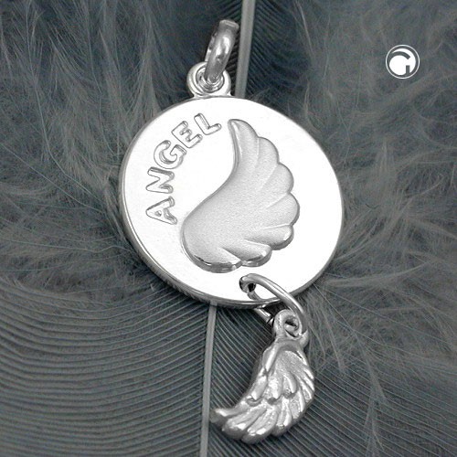 Anhänger Flügel mit ANGEL graviert 925 Silber