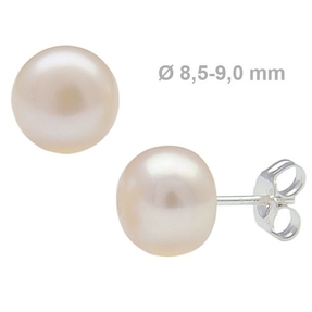 Perlen Stecker Ohrstecker, 925 Silber, Süßwasser-Zuchtperlen rose Perlenstecker ca. 8,5-9,0 mm