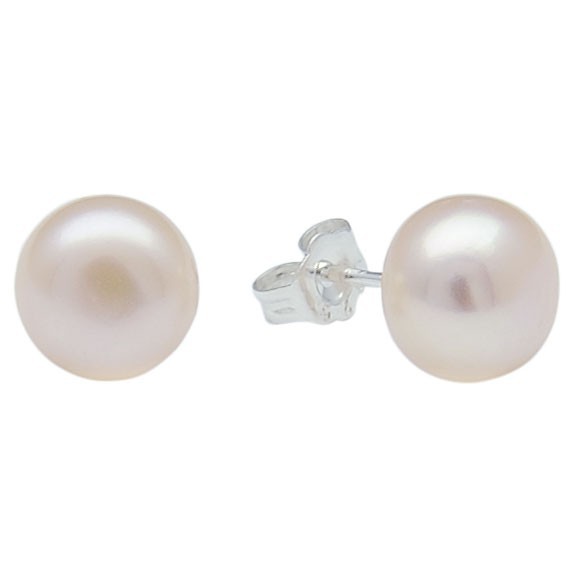 8,5-9,0 mm Ohrstecker Süßwasserperlen und 925 Silber rose