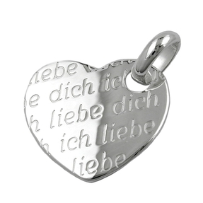 Anhänger Herz graviert - Ich liebe Dich - 925 Silber Kettenanhänger Damen