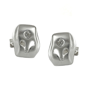 Ohrstecker Stecker aus 925 Silber matt mit Zirkonia weiß Damen Damenohrstecker