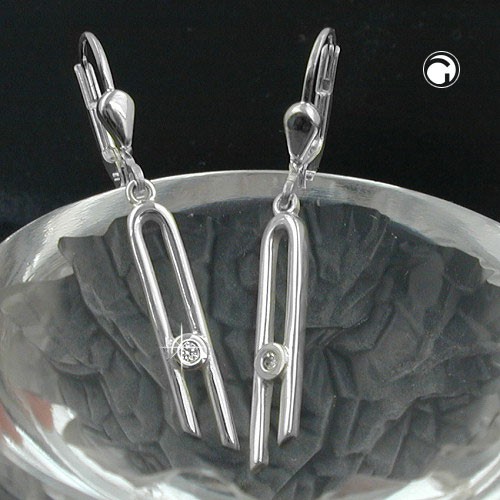 Ohrhänger mit Zirkonia 925 Silber schmal