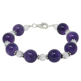 Armband Armschmuck aus Amethyst & Bergkristall, 925 Silber, weiß violett, 20,5cm Armband Armschmuck aus Amethyst & Bergkristall, 925 Silber, weiß violett, 20,5cm