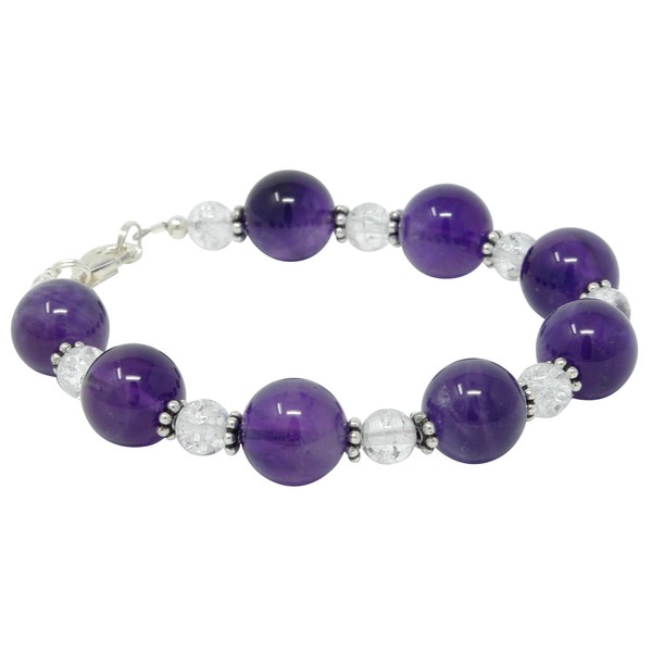 Armschmuck aus Amethyst und Bergkristall weiss-violett