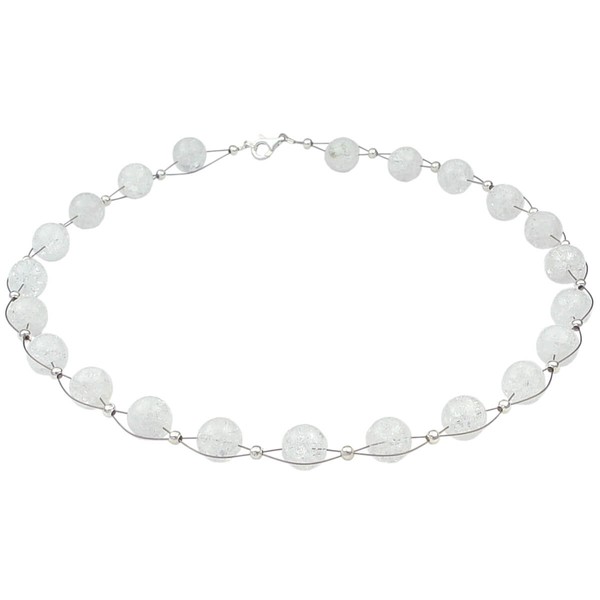 Kette aus Bergkristall mit Crack-Struktur weiß 48cm