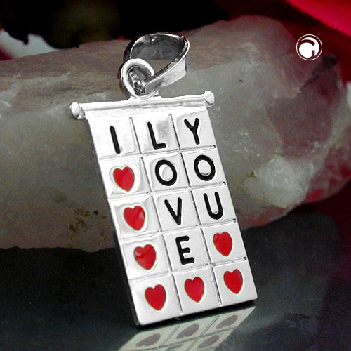 Viereck I LOVE YOU Anhänger aus 925 Silber