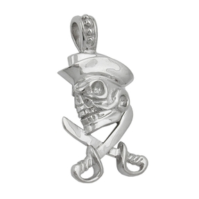 Anhänger Schädel Totenkopf mit Piratenhut aus echtem 925 Silber Silberanhänger