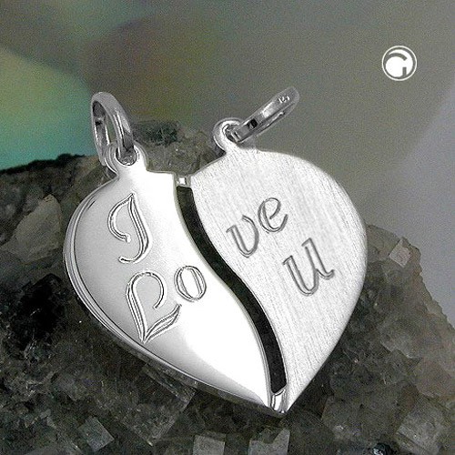 Anhänger Herz Gravur I LOVE YOU 925 Silber