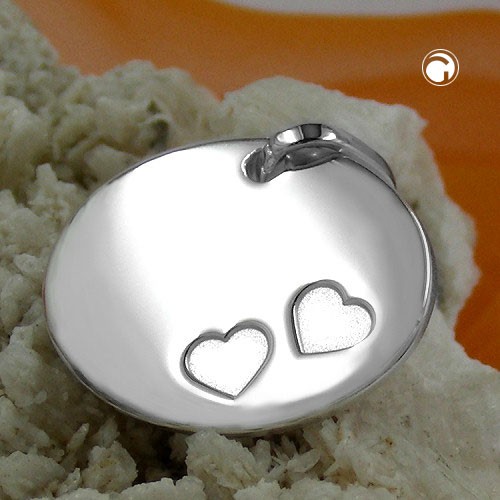 Anhänger oval mit zwei Herzen 925 Silber