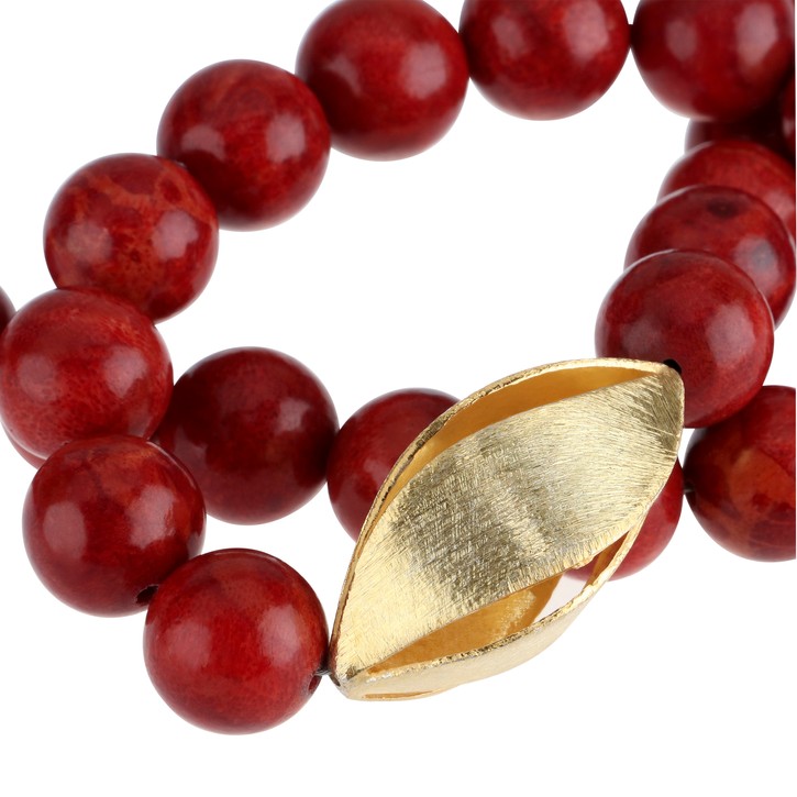 Collier aus Koralle und 925 Silber vergoldet 50cm