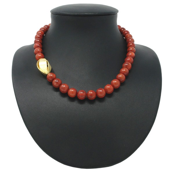 Collier aus Koralle und 925 Silber vergoldet 50cm