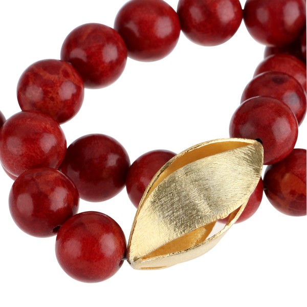 Collier aus Koralle und 925 Silber vergoldet 50cm