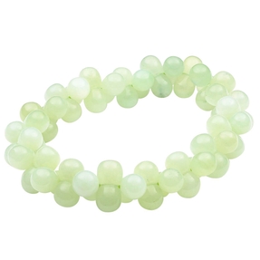 Edelstein-Armband Armschmuck aus Jade hellgrün in DNA-Form, glänzend, dehnbar, endlos