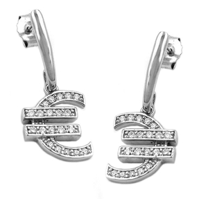 Ohrringe Ohrhänger Euro Zeichen Eurozeichen mit Zirkonia 925 Silber Damen Ohrringe Ohrhänger Euro Zeichen Eurozeichen mit Zirkonia 925 Silber Damen