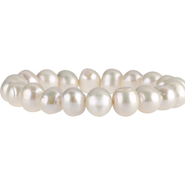 Armband aus Süßwasser-Perlen creme weiß dehnbar