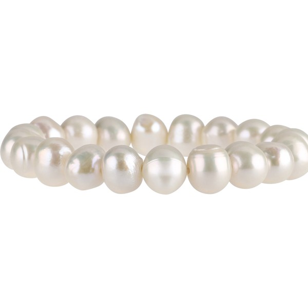 Armband aus Süßwasser-Perlen creme weiß dehnbar