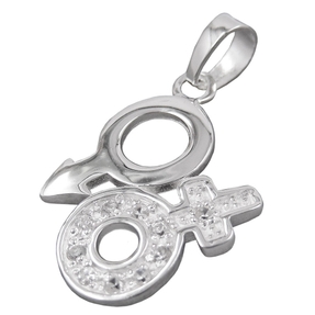 Anhänger Venus Mars Symbol Zirkonia 925 Silber Kettenanhänger für Damen