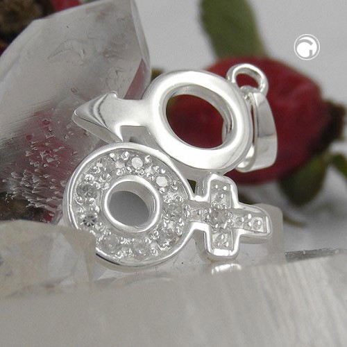 Anhänger Venus Mars Symbol Zirkonia 925 Silber