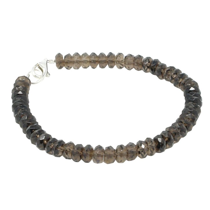 Armband Rauchquarz facettiert und 925 Silber 20cm