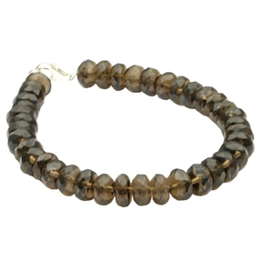 Armband Armkette aus echtem Rauchquarz braun facettiert & 925 Silber, 20cm