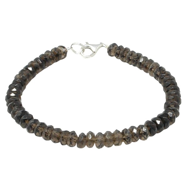 Armband Rauchquarz facettiert und 925 Silber 20cm