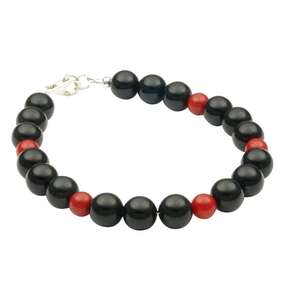 Armband aus Onyx & Koralle, 925 Silber, schwarz rot, 20cm Armkette Armschmuck Armband aus Onyx & Koralle, 925 Silber, schwarz rot, 20cm Armkette Armschmuck