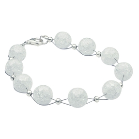 Armband Armkette aus echtem Berg-Kristall Kugel weiß Crack-Innen-Struktur Damen
