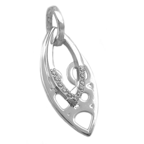 Anhänger spitzoval mit Zirkonia echtes 925 Silber 2-teilig für Damen