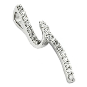 Designer Anhänger mit Zirkonia gebogen 925 Silber Silberanhänger Damen
