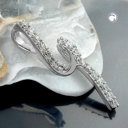 Anhänger mit Zirkonias gebogen 925 Silber