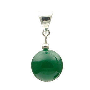 Anhänger aus grünem Achat Kugel 14mm glatt & 925 Silber Edelstein Halsschmuck