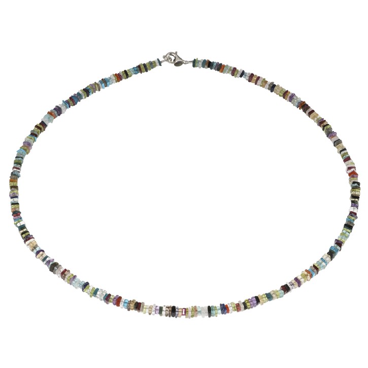Multicolor-Kette aus Achat und 925 Silber 48cm
