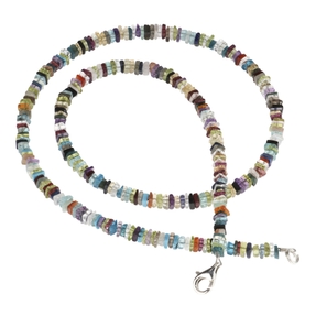 Multicolor Kette Collier Edelstein Achat 925 Silber Halskette Halsschmuck 48cm bunt
