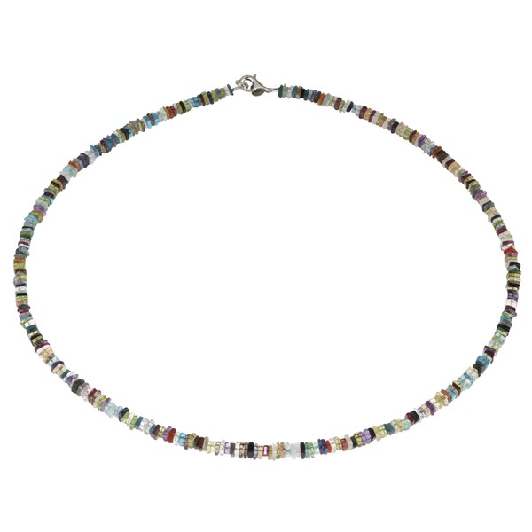 Multicolor-Kette aus Achat und 925 Silber 48cm