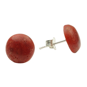 Paar Ohrstecker Ohrschmuck aus Koralle Schaumkoralle 10mm & 925 Sterling-Silber