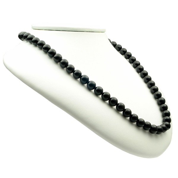 Kette aus Onyx und 925 Silber schwarz 48cm