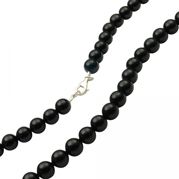 Kette aus Onyx und 925 Silber schwarz 48cm