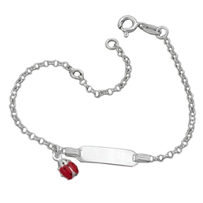 2,2mm Schildband Armband für Kinder Rundankerkette Marienkäfer 925 Silber 17,5cm
