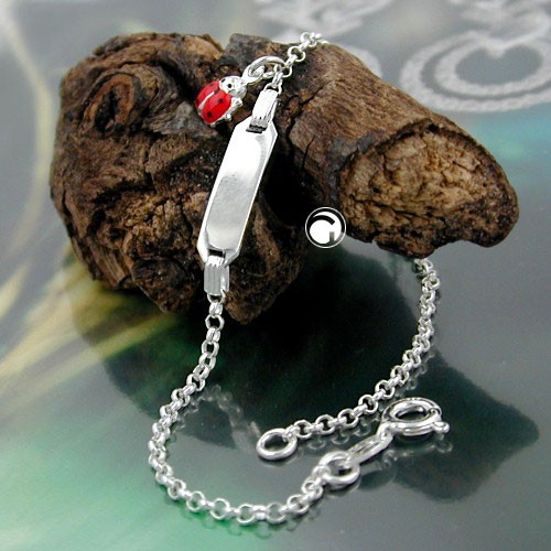 Schildband Armband Marienkäfer 925 Silber 18cm